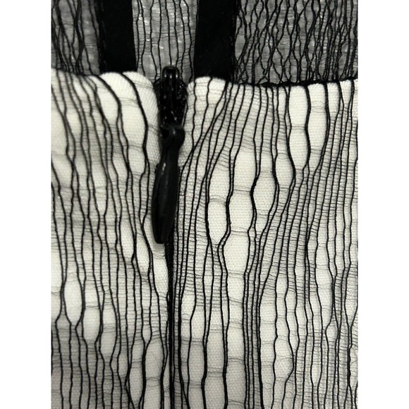 Zara Women’s White Black Floral Lace Sheer Top Upper Neck Zip Up Dress Size L - Picture 7 of 14